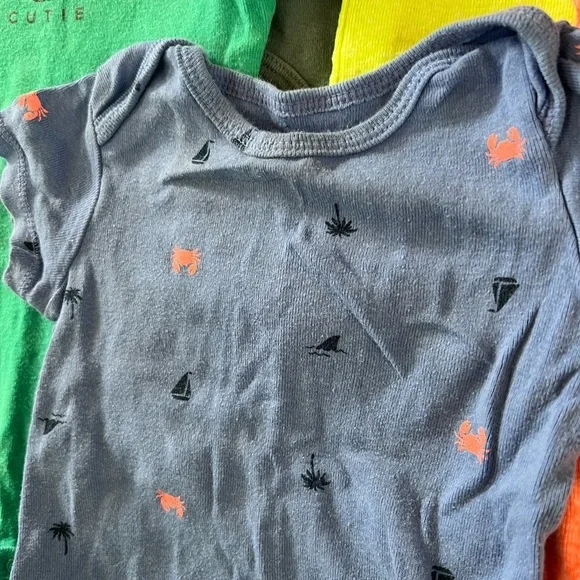 Carter's Kids One Piece Bodysuit Set - Blue, Green, Orange - Picture 2 of 6